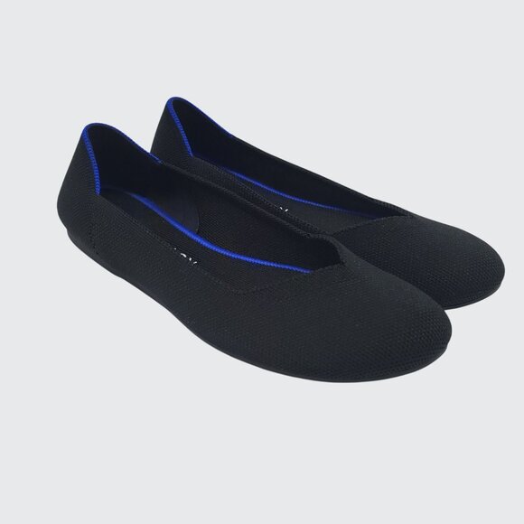 Rothys Black Knit Ballet Flats Womens Size 7.5 Comfortable & Eco-Friendly - Picture 1 of 9